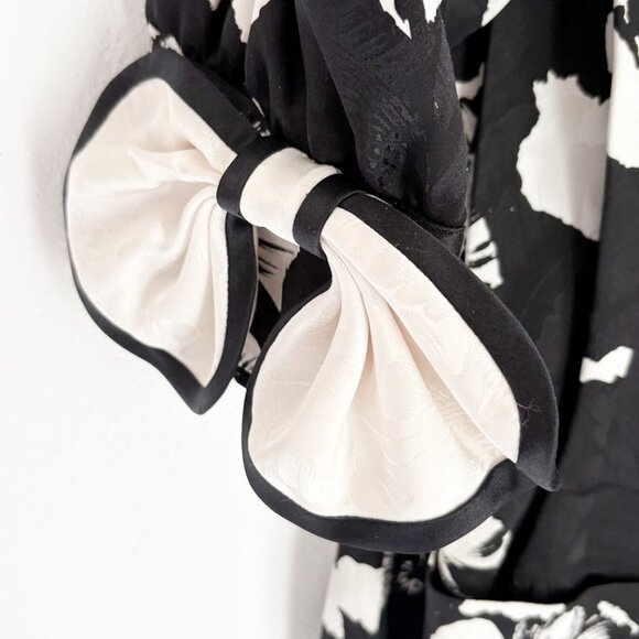 80's Flora Kung New York Power Suit Silk Button Down Dress with Shoulder Pads - Picture 4 of 10